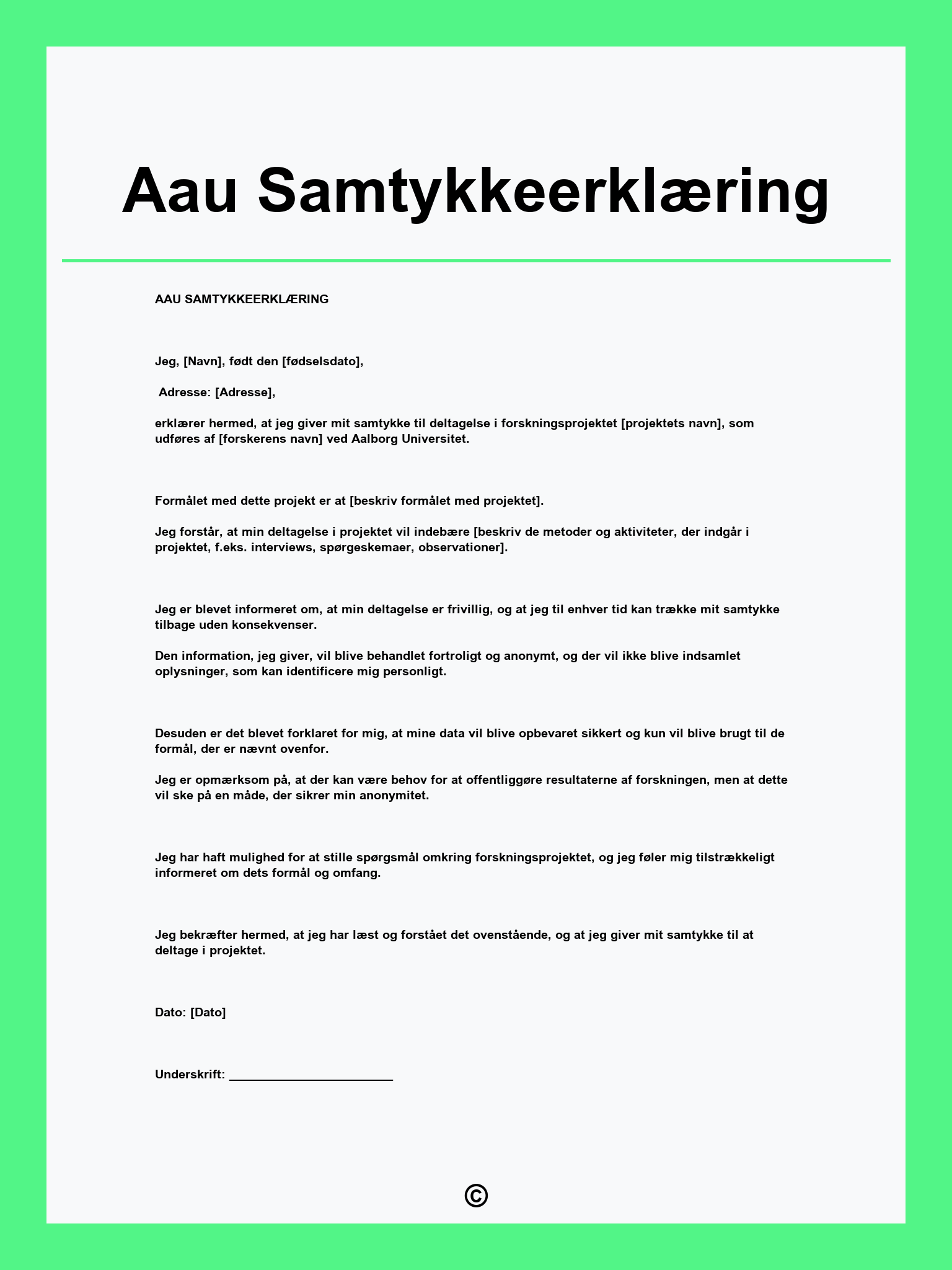 Aau Samtykkeerklæring