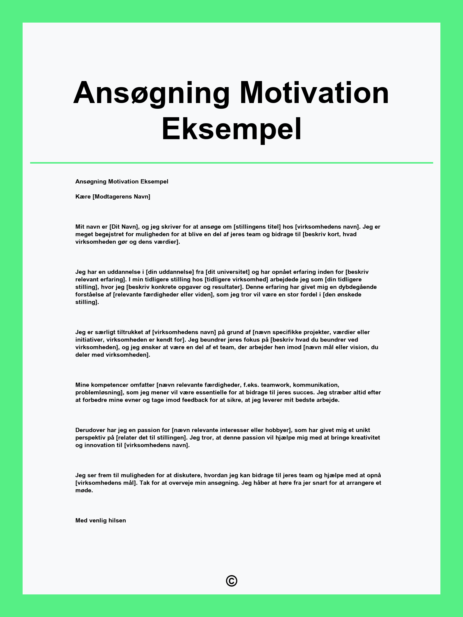 Ansøgning Motivation Eksempel