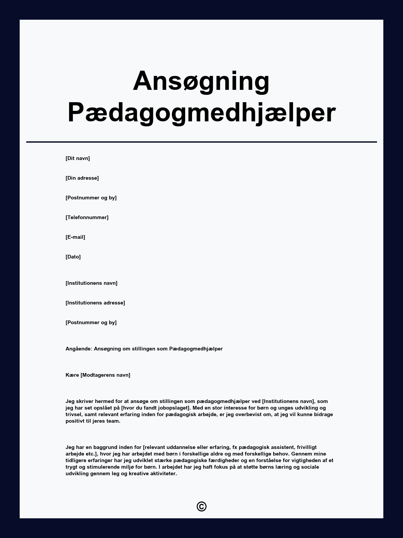Ansøgning Pædagogmedhjælper