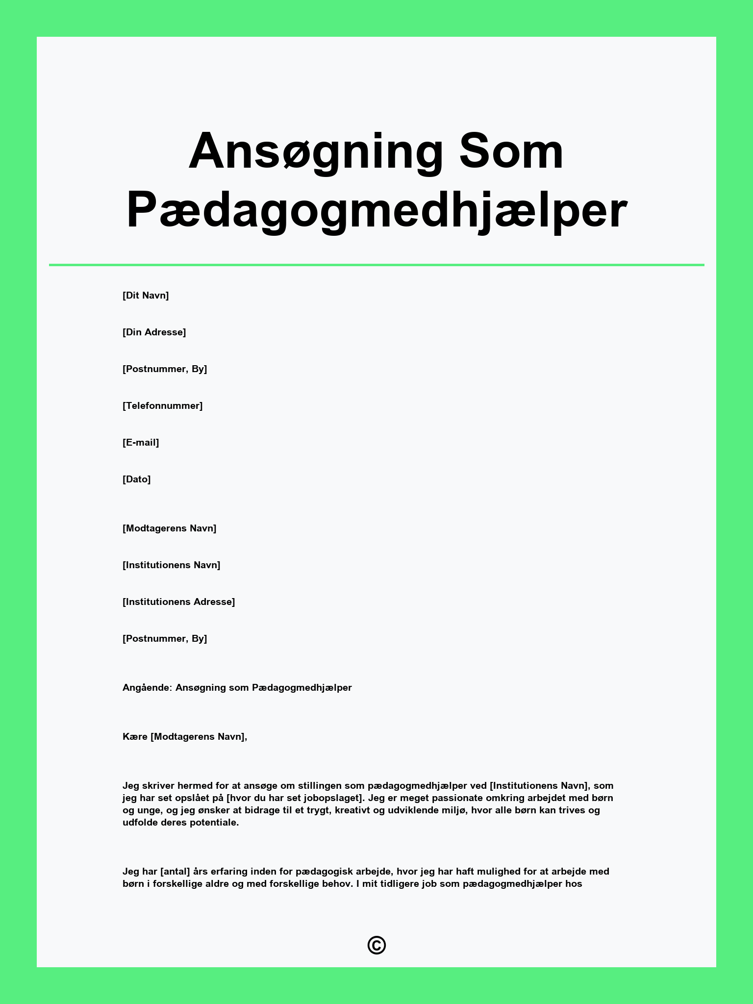 Ansøgning Som Pædagogmedhjælper