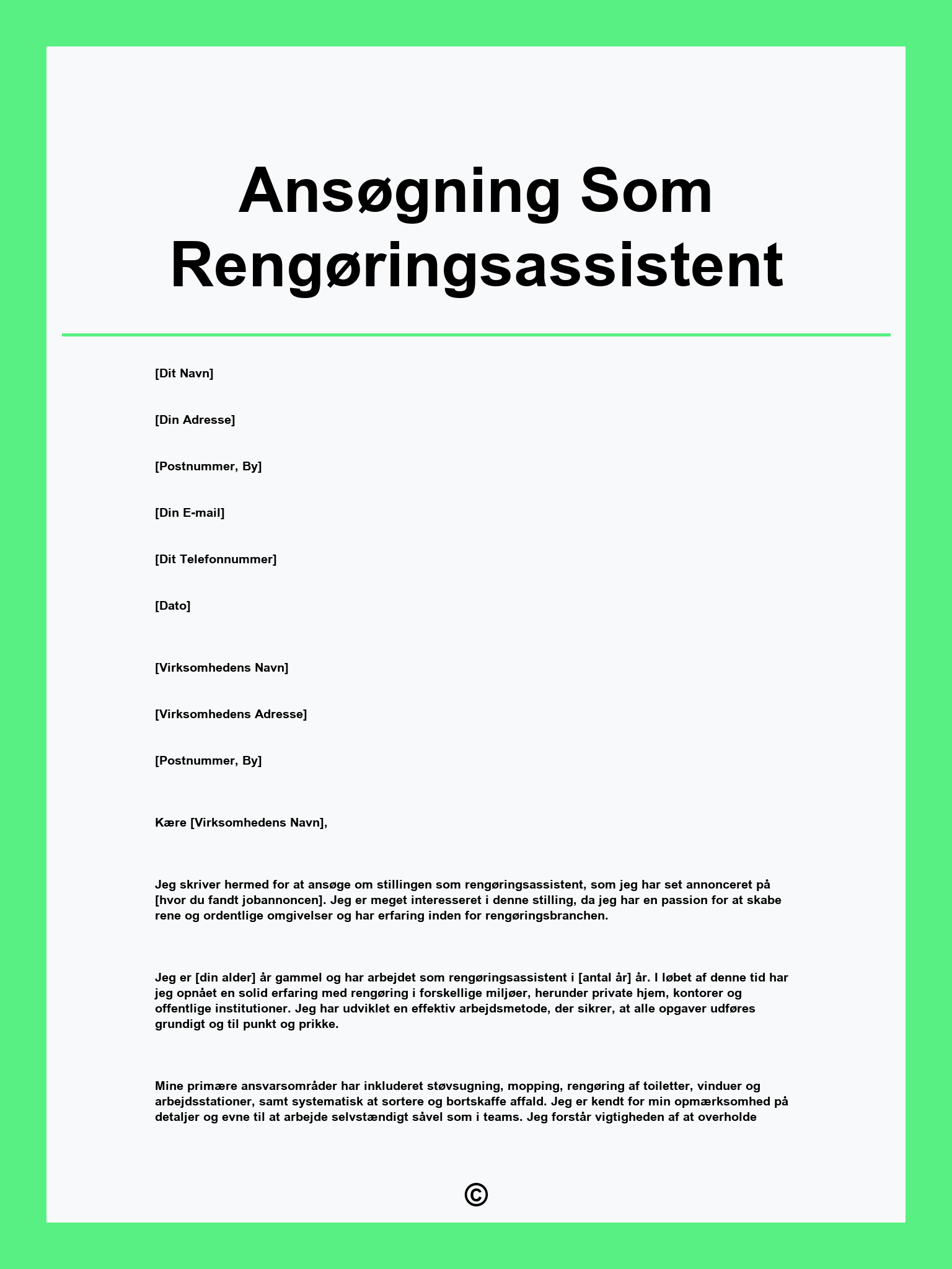 Ansøgning Som Rengøringsassistent