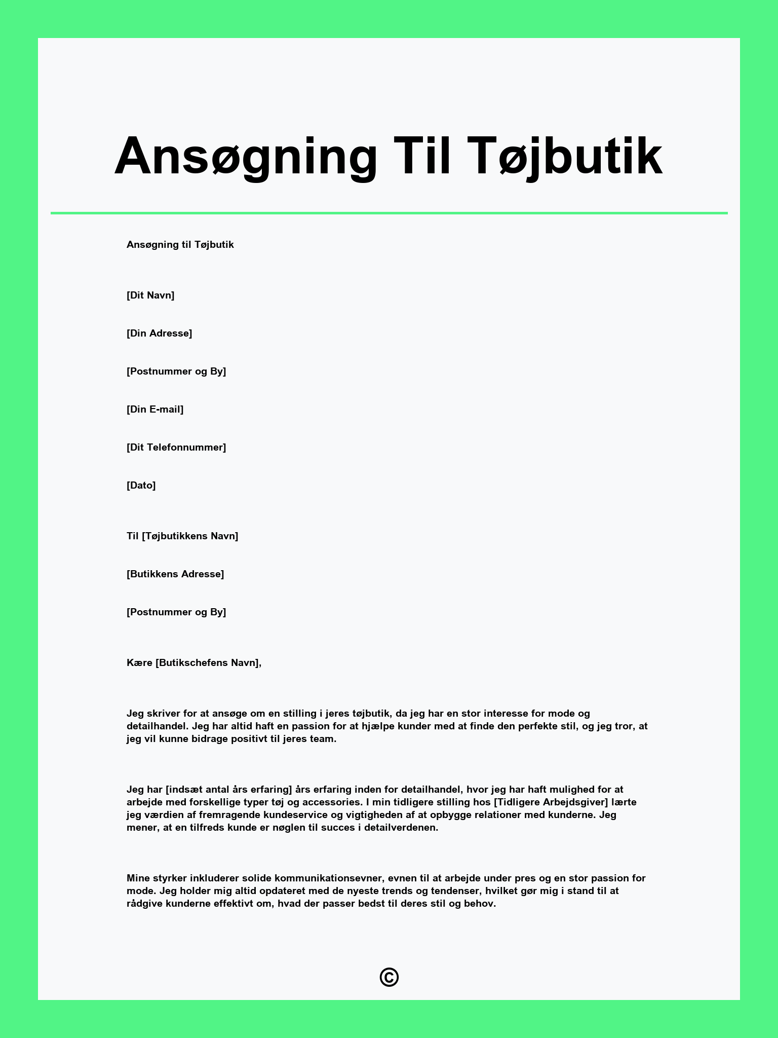 Ansøgning Til Tøjbutik