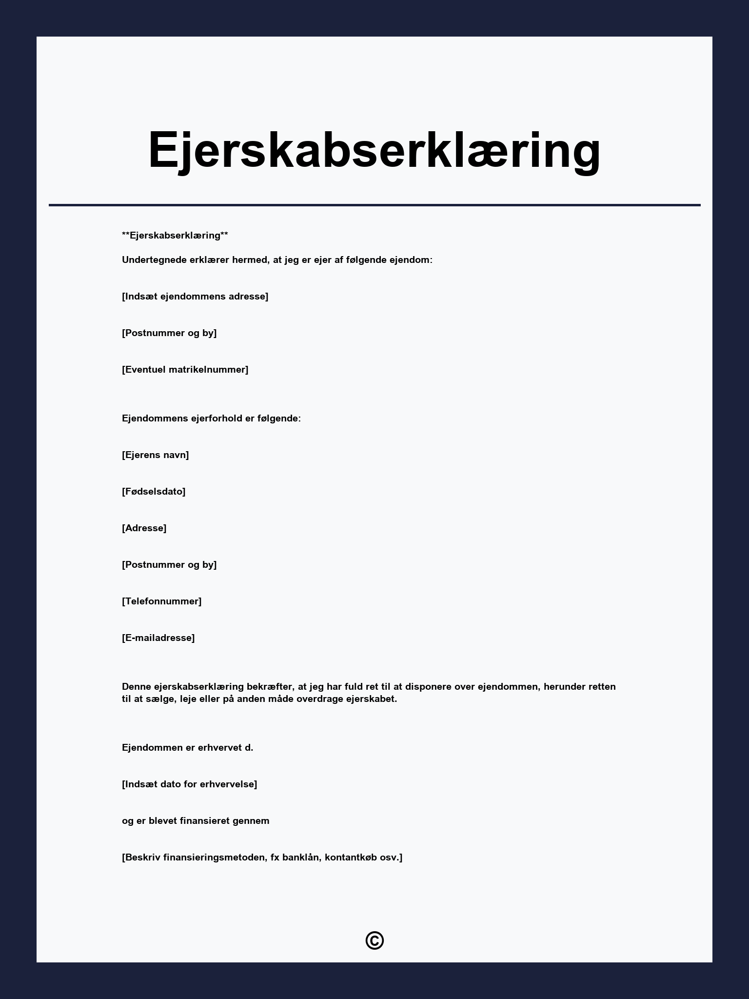 Ejerskabserklæring