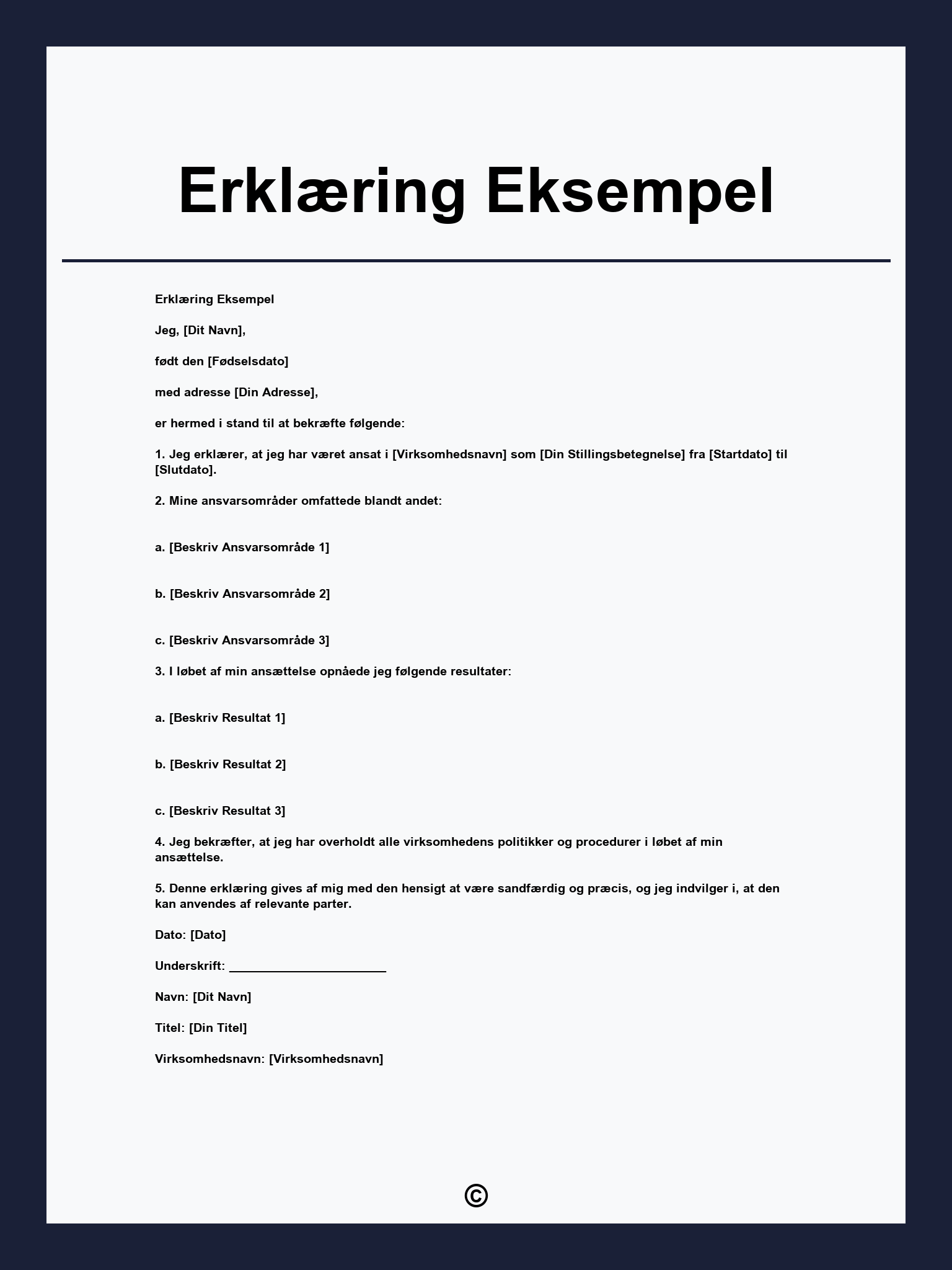 Erklæring Eksempel