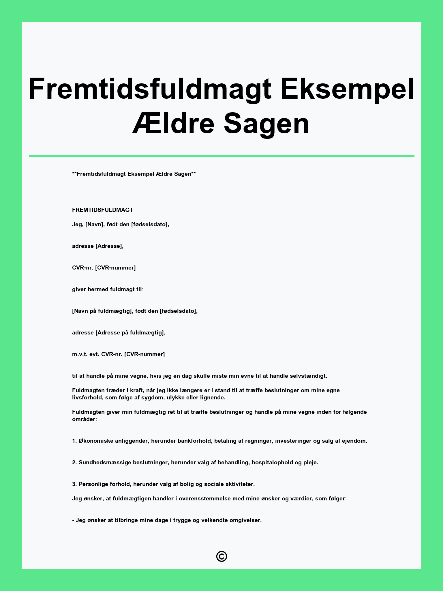 Fremtidsfuldmagt Eksempel Ældre Sagen