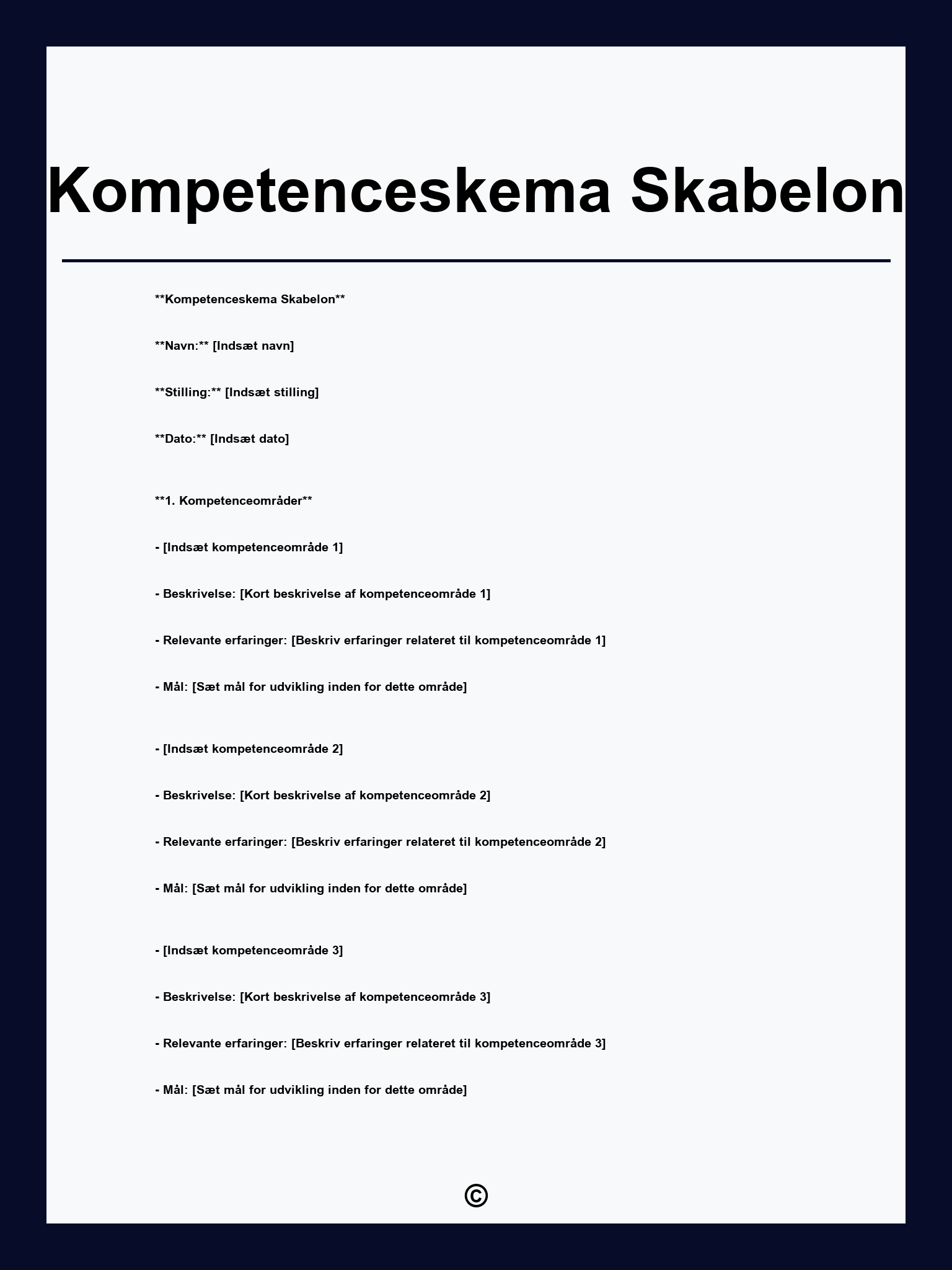 Kompetenceskema Skabelon