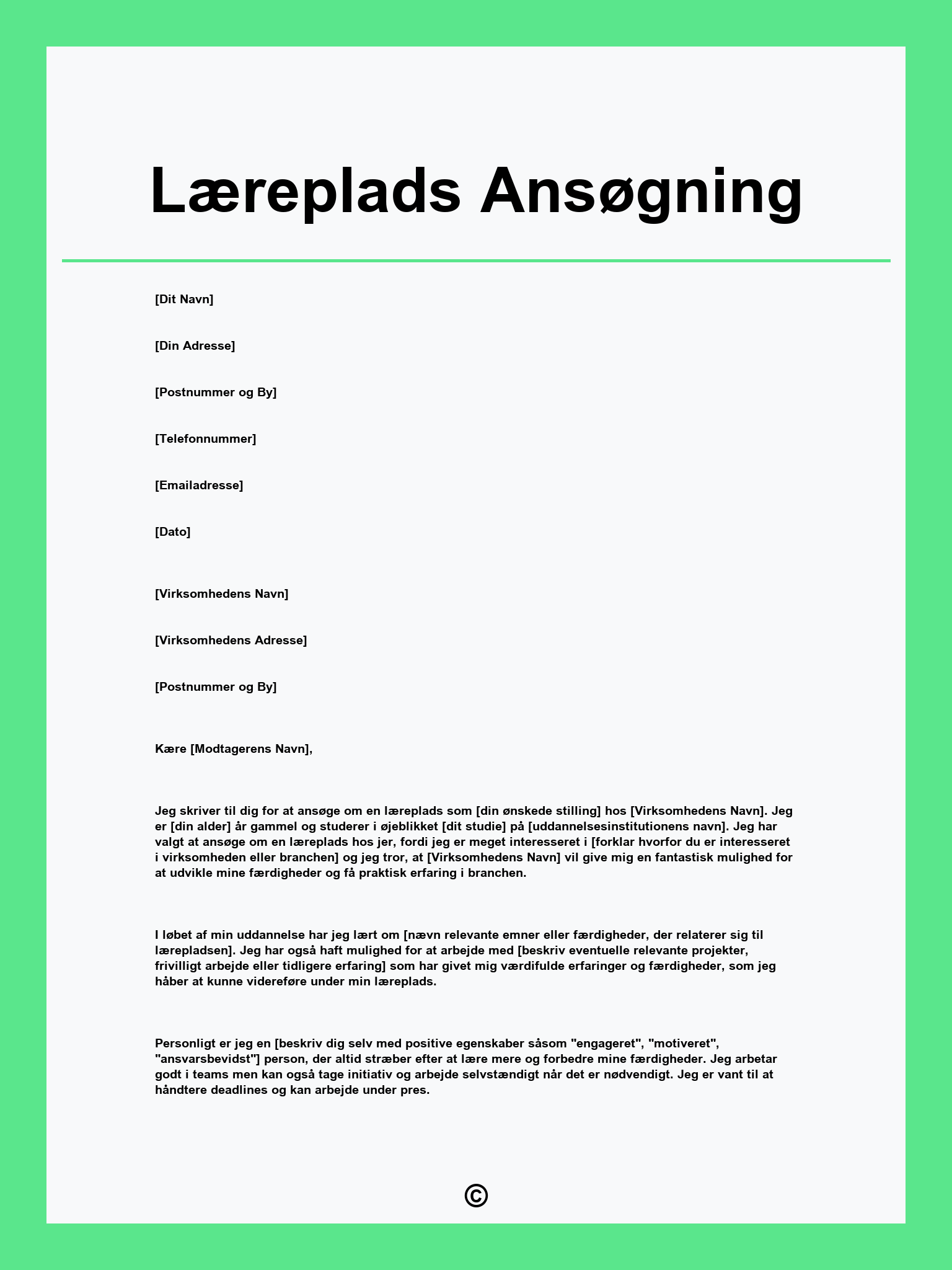 Læreplads Ansøgning