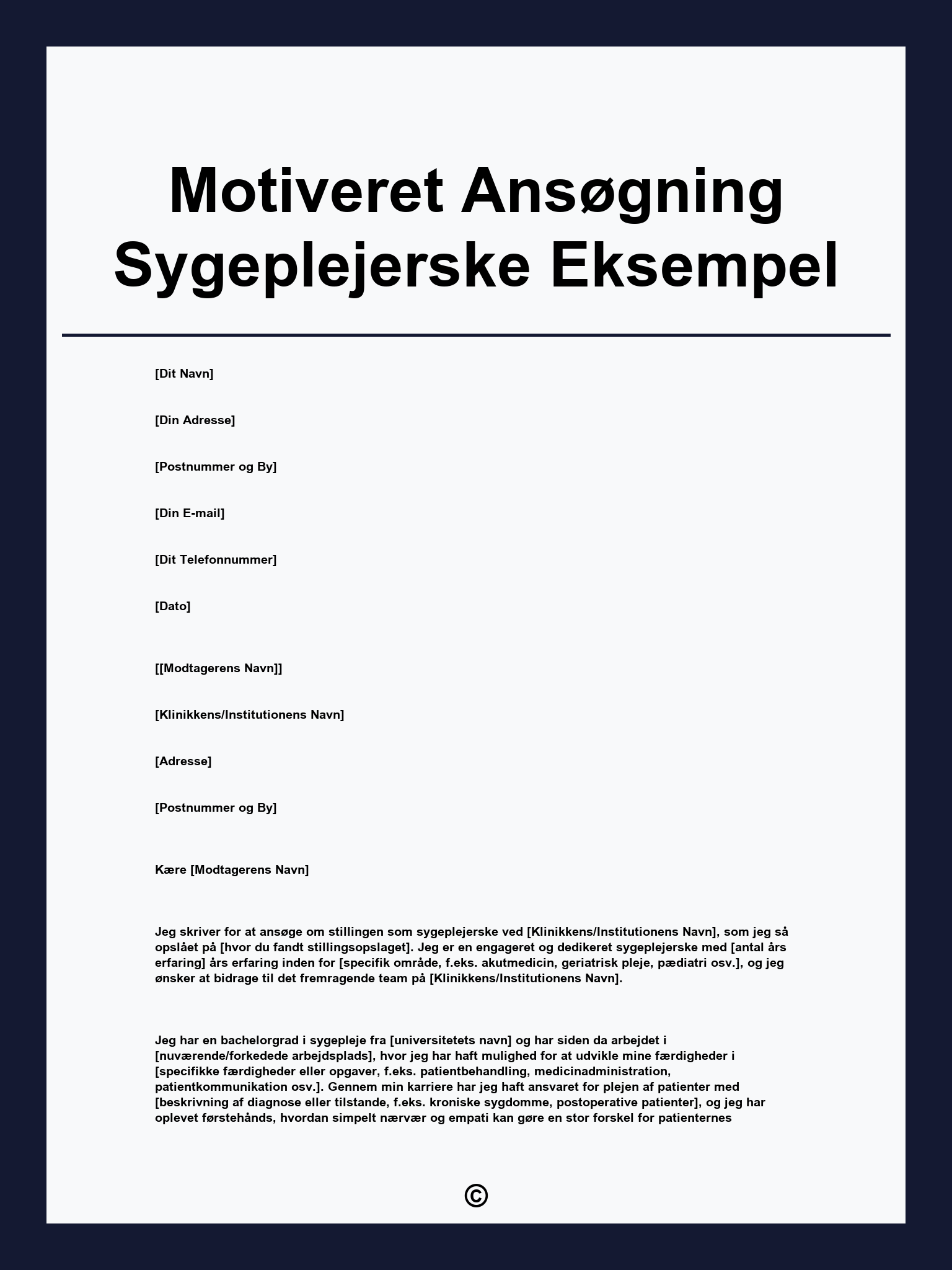 Motiveret Ansøgning Sygeplejerske Eksempel