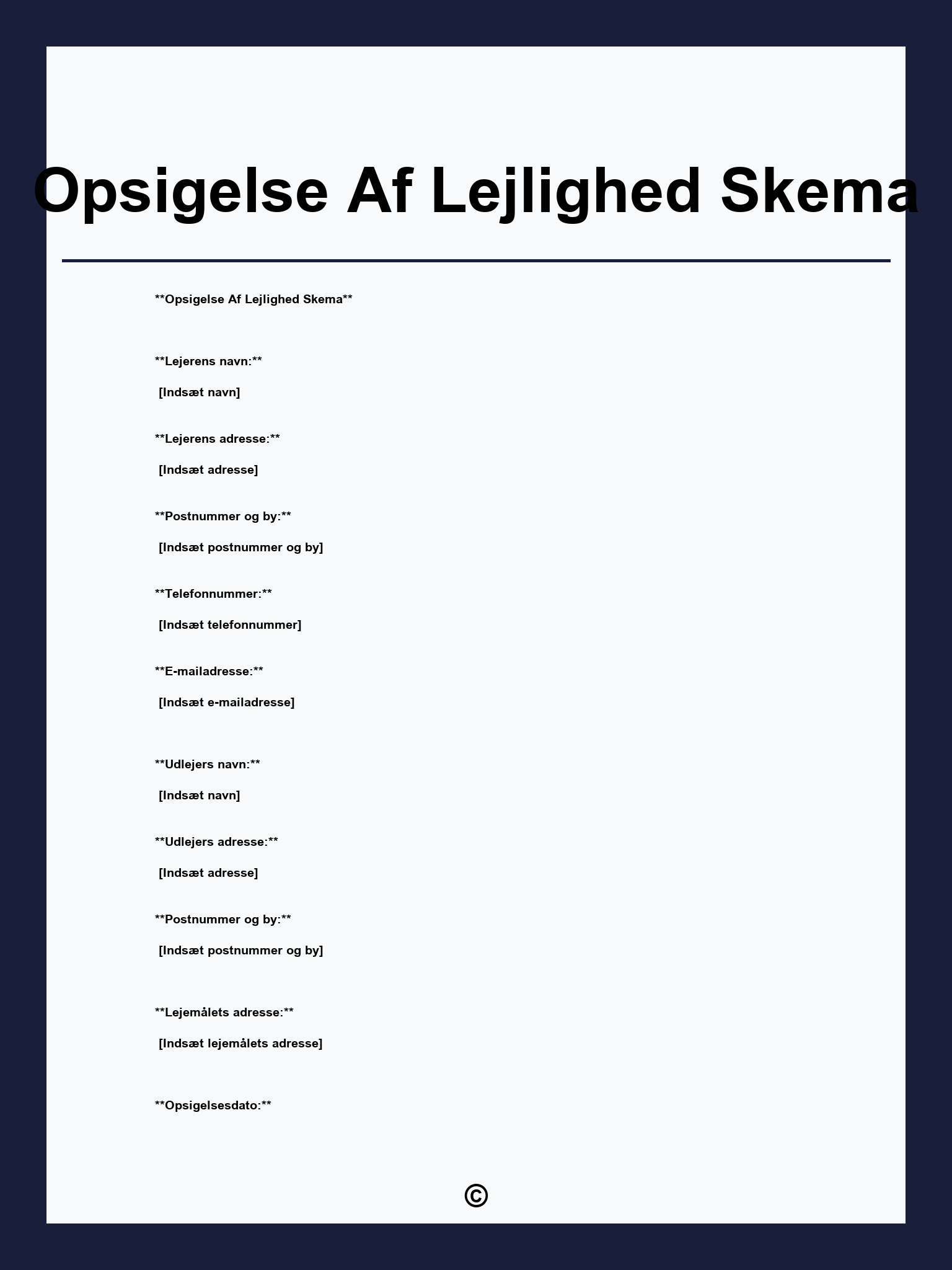 Opsigelse Af Lejlighed Skema