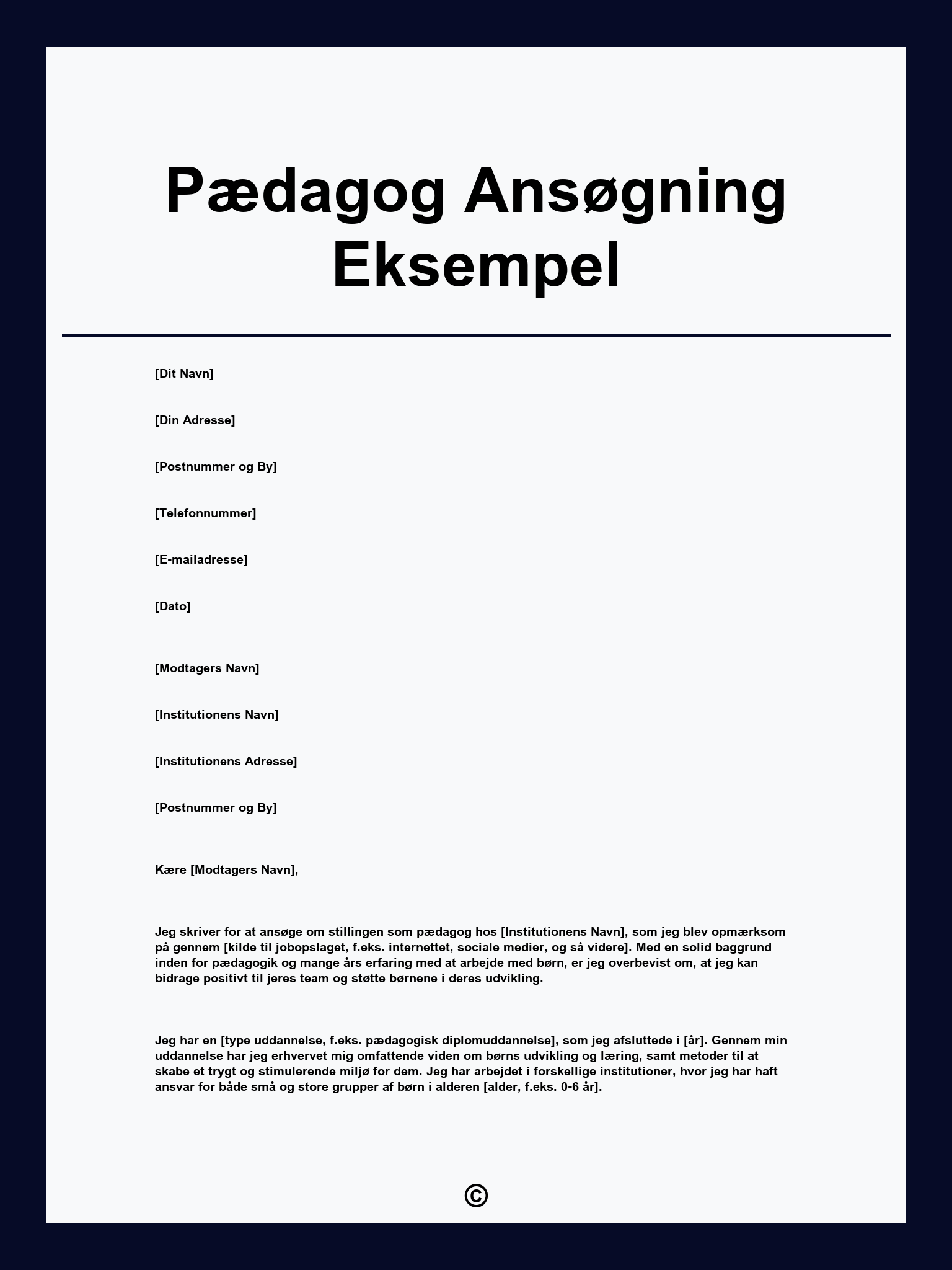 Pædagog Ansøgning Eksempel