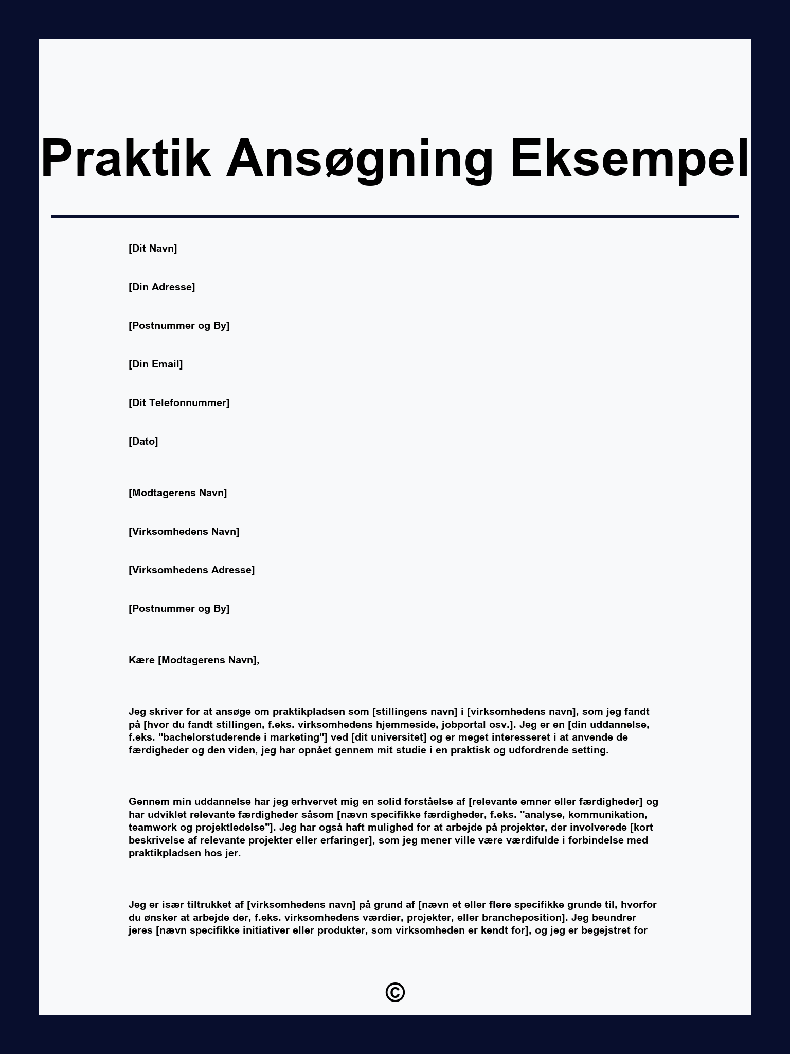 Praktik Ansøgning Eksempel